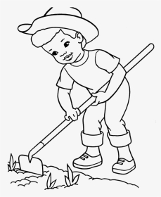 Plant Crops In The Garden Coloring Pages - Colouring Pictures Of Farmer, HD Png Download, Transparent PNG
