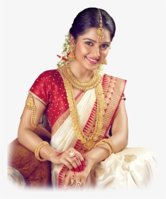 Bridal South Indian Saree For Bride, HD Png Download, Transparent PNG