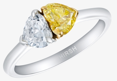 Duet Yellow And White Heart Shape Diamond Ring - Yellow Diamond Heart Shape, HD Png Download, Transparent PNG