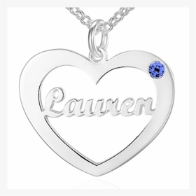 Cursive Heart Name Necklace - Locket, HD Png Download, Transparent PNG