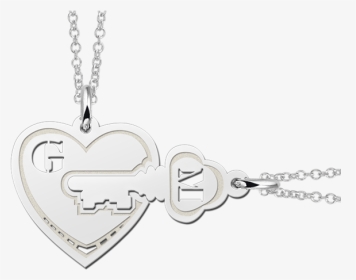 Silver Friendship Necklaces Heart With Key - Locket, HD Png Download, Transparent PNG