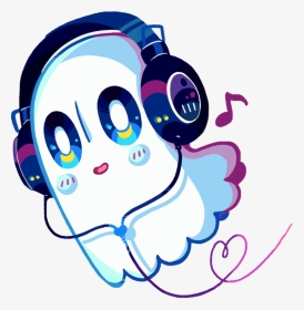 #music #ghost #cute #colorful #love #heart #halloween - Ghost With Headphones Undertale, HD Png Download, Transparent PNG