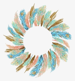 #feather #featherwreath #bohemian #boho #colourful - Bohemian Background Feathers Png, Transparent Png, Transparent PNG