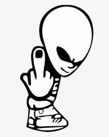 #alien #fuckyou #middlefinger - Calvin Peeing Middle Finger, HD Png Download, Transparent PNG