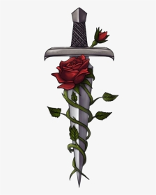 #dagger #knife #rose #vine #thorns #stab #cut #poke - Rose And Sword Tattoo, HD Png Download, Transparent PNG