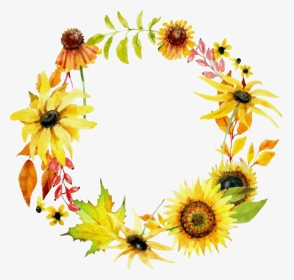 #fall #fallcolors #hellofall #sunflowers #fallflowers - Sunflower Wreath Clipart Free, HD Png Download, Transparent PNG