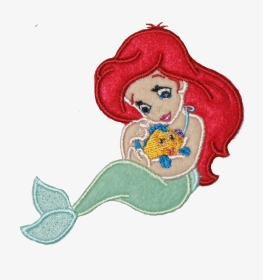 Baby Ariel Little Mermaid Luxury Personalised Applique - Cartoon, HD Png Download, Transparent PNG