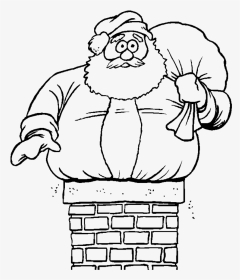 Desenhos Do Papai Noel Para Colorir - Santa In Chimney Drawing, HD Png Download, Transparent PNG