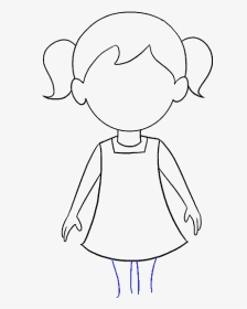 How To Draw Cartoon Girl - Easy Little Girl Drawing Cartoon, HD Png Download, Transparent PNG