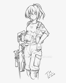 Collection Of Free Halo Drawing Soldier Download On - Female Army Soldier Drawing, HD Png Download, Transparent PNG
