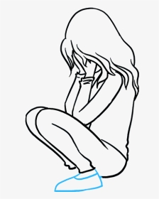 How To Draw Sad Girl Crying - Sad Girl Drawing Easy, HD Png Download, Transparent PNG