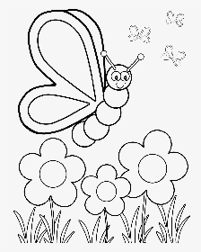 Coloring Page Butterfly Flower, HD Png Download, Transparent PNG