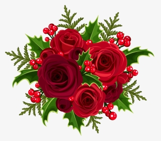 Christmas Rose Decoration Png Clip Art Image - Christmas Flowers Png, Transparent Png, Transparent PNG