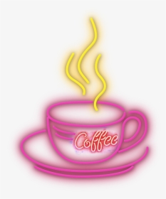 #coffee #neon #pink #yellow #coffeestickers - Coffee Cup Neon Png, Transparent Png, Transparent PNG