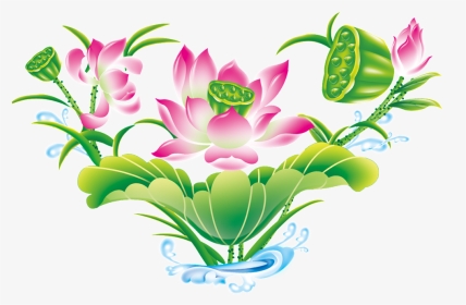 Green Hand Painted Lotus Flower Beautiful Png Clipart - Nymphaea Nelumbo, Transparent Png, Transparent PNG