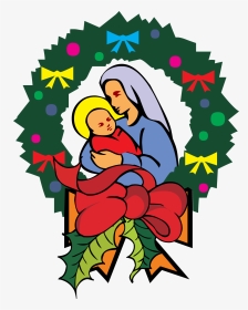 Christmas Wreath Clipart Picture Freeuse Download Free - Baby Jesus Christmas Clipart, HD Png Download, Transparent PNG