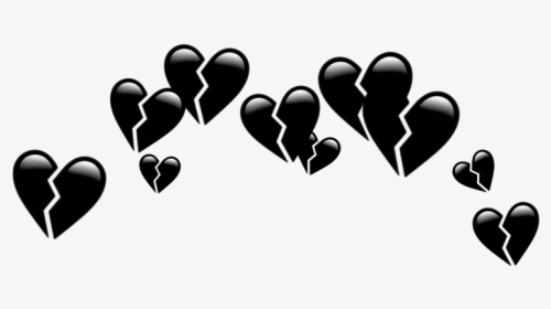 #freetoedit Black Version🤪💕 #heart #hearts #crown - Sad Face With Broken Hearts, HD Png Download, Transparent PNG