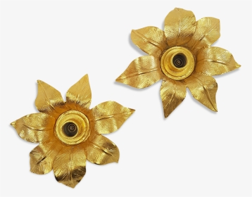 Pair Of Candlesticks Golden Flower Les Collectionnables - Artificial Flower, HD Png Download, Transparent PNG