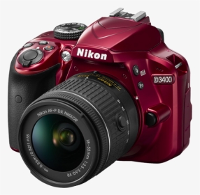 D3400 Dx Digital Slr Camera Body W/ Af P Dx Nikkor - Red Nikon D3400, HD Png Download, Transparent PNG