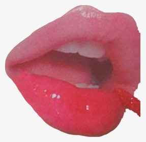 #lips #lip #lipgloss #glass #aesthetic #vintageaesthetic - Tongue, HD Png Download, Transparent PNG