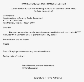Formal Request For Transfer Letter How To Write A Format - Internet Banking Request Letter, HD Png Download, Transparent PNG