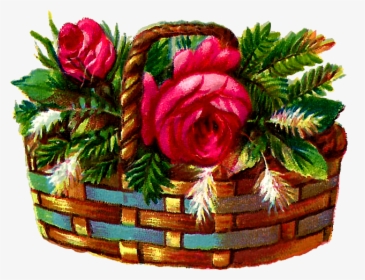 Flower Rose Basket Illustration Digital - Flower In The Basket Clipart, HD Png Download, Transparent PNG