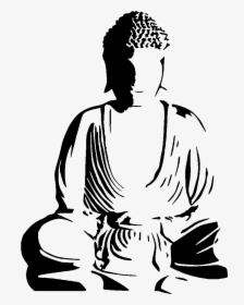 Buddhism Drawing Stencil Huge Freebie Download For - Clipart Buddha Silhouette Png, Transparent Png, Transparent PNG