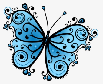 #mq #blue #butterfly #butterflys #flying - Drawing Of Butterfly In Design, HD Png Download, Transparent PNG