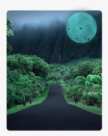 #wood #road #nature #trees #background #wallpaper #moon - Koolau Mountains Hawaii Road, HD Png Download, Transparent PNG