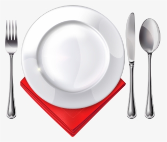Free Png Plate Spoon Knife Fork And Red Napkin Png - Fork Spoon Knife Plate, Transparent Png, Transparent PNG