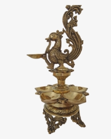 Brass Peacock Diya With 6 Face Jyot Showpiece, 9 X - Antique, HD Png Download, Transparent PNG