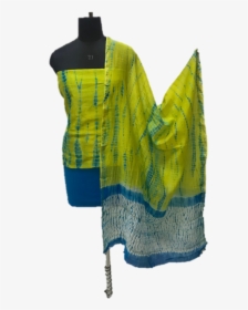 Green And Blue Shibori Chanderi Dress Material Set - Zipper, HD Png Download, Transparent PNG