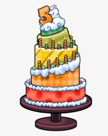 5th Anniversary Party Cake - Birthday Club Penguin, HD Png Download, Transparent PNG