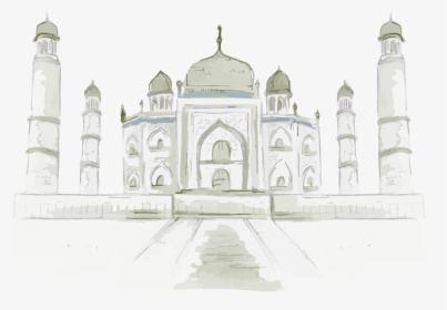 Architecture World Monuments Taj Png Black And White - Taj Mahal, Transparent Png, Transparent PNG