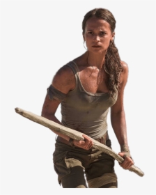 Lara Croft Holding A Wooden Stick - Tomb Raider Alicia Vikander Sexy, HD Png Download, Transparent PNG