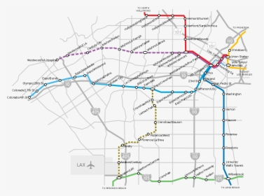 Un Mapa De Las Actuales Líneas Del Metro Y Proyectos - La Metro Crenshaw Lax Line, HD Png Download, Transparent PNG