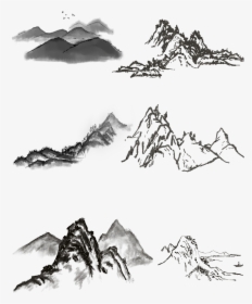 Landscape Chinese Painting Freehand Brush Black White - Chinese Brush Painting Black, HD Png Download, Transparent PNG