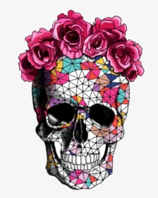 Flower Skull Calavera Crown Creative Rose Clipart - Skull With Flower Crown, HD Png Download, Transparent PNG