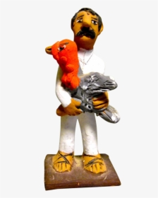 Vintage Mexican Folk Art Pottery Man Holding A Turkey - Goose, HD Png Download, Transparent PNG