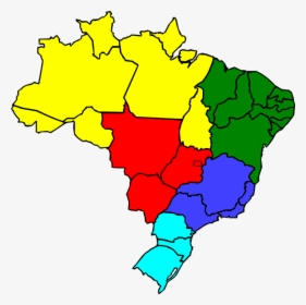 Brasil, Geografia, Mapa, Região, Estados, Cor, País - Mapa Do Brasil Colorido Por Regiões, HD Png Download, Transparent PNG
