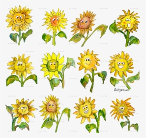 Clip Art Cartoon Flower Wallpaper - Cartoon Sunflower, HD Png Download, Transparent PNG