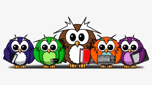 Owl,fictional Character,beak - Owls In A Line Cartoon, HD Png Download, Transparent PNG