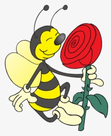 Bee, Yellow, Holding, Flower, Rose, Smelling, Fragrance - Smell The Roses Clipart, HD Png Download, Transparent PNG