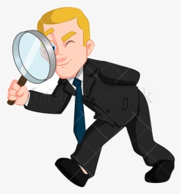 Magnifying Glass A Grinning Businessman Looking Through - Person Magnifying Glass Clipart, HD Png Download, Transparent PNG