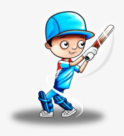 Cricket Clipart Cricket Player - Cartoon Cricket Player Clipart, HD Png Download, Transparent PNG