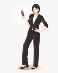 Vector Hand-painted Business Woman Png Download - Tuxedo, Transparent Png, Transparent PNG