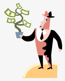 Vector Illustration Of Businessman Nurtures Financial - Cartoon, HD Png Download, Transparent PNG