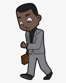 Vector Transparent File Cartoon Black Checking - Black Businessman Cartoon Character, HD Png Download, Transparent PNG