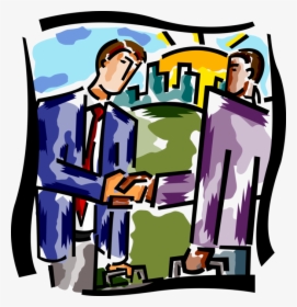 Vector Illustration Of Businessmen Shake Hands In Introduction, HD Png Download, Transparent PNG