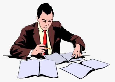 Vector Illustration Of Businessman Reviewing Documents - Clip Art Reviewing Documents, HD Png Download, Transparent PNG